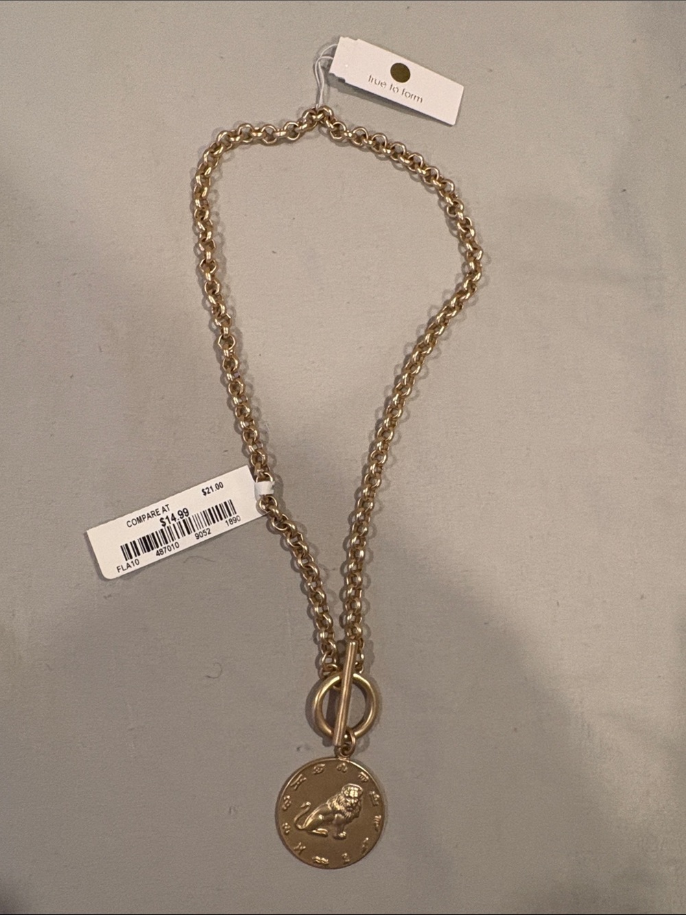 True to Form Gold-Tone Lion Coin Pendant Necklace